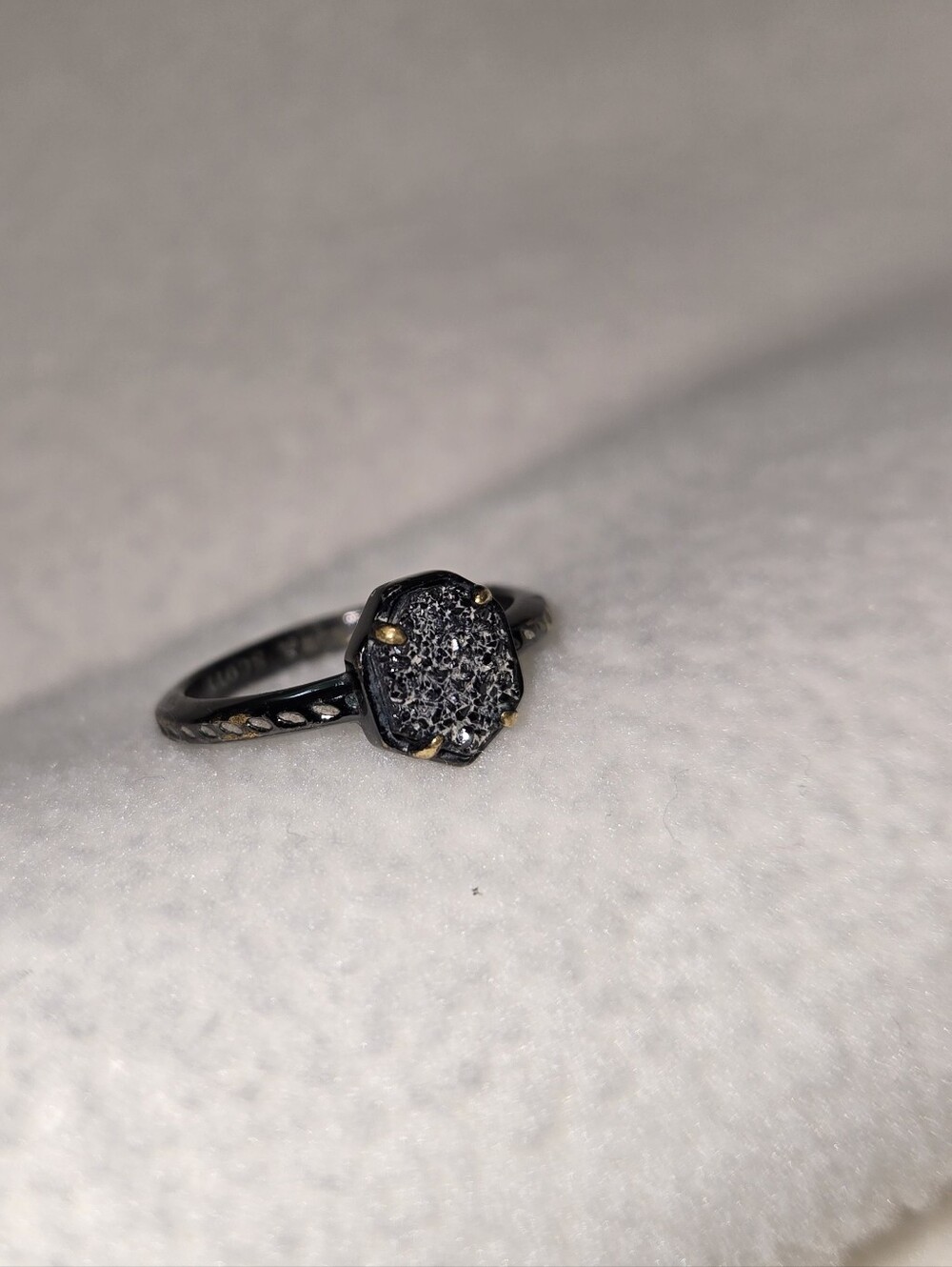 Kendra Scott Calvin Black Drusy Ring Size 7